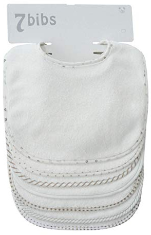 Lot de 7 bavoirs double épaisseur pour bébé en coton doux et absorbant (white) (white-waterproof)