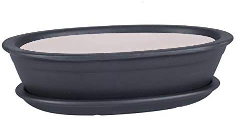 Cuenco para árbol de bonsái, para jardín, de cerámica, maceta, salvamanteles, color negro, 6 tamaños (50)