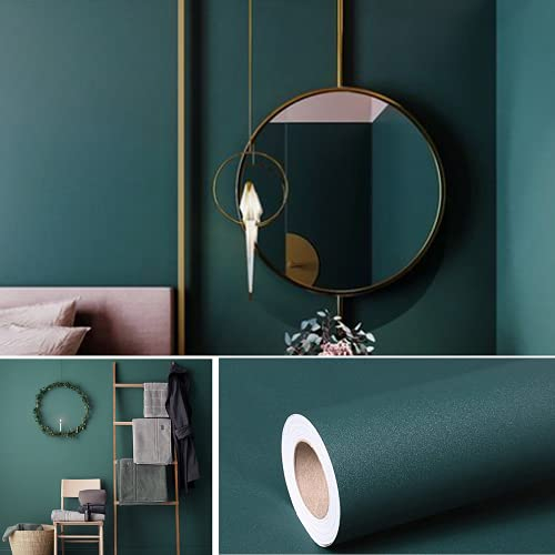 Oliver Dark Green Peel and Stick Wallpaper, matt Texture, Sticker Vinyl for Drawers, cupboards, Shelf Liners, Waterproof, Removable, 40cm x 250 cm