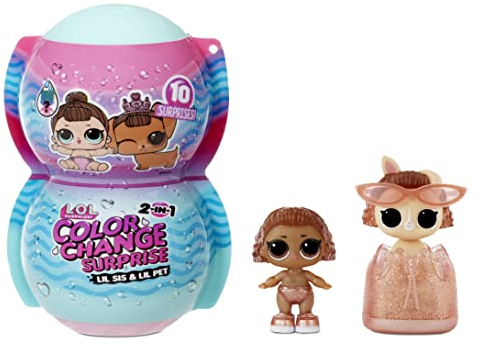 L.O.L. Surprise! 0-035051-58076-8 2-in-1 Me & My Sis + Lil Pet Farbwechselpuppen-SORTIMENT-2 Puppen mit 15 Überraschungen-Mode, Accessoires und Farbwechsel-Zum Sammeln-Geschenk für Kinder ab 4 Jahren