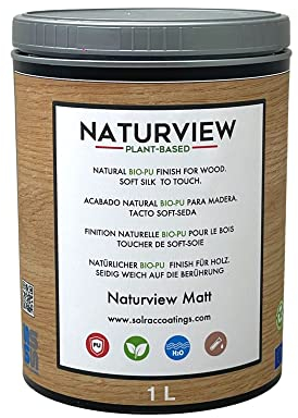 NATURVIEW Wasserbasierter Bio-Polyurethanlack für Holz im Innenbereich. Soft-Seiden-Touch (1 l, Matt) - Holzlack