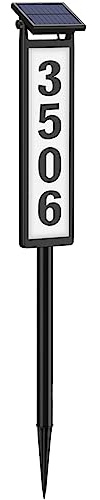 Eyrosa Solar Illuminated LED Lighted Address Sign, House Numbers for Outside Yard Home, Numbers Plaque Outdoor Waterproof, Black