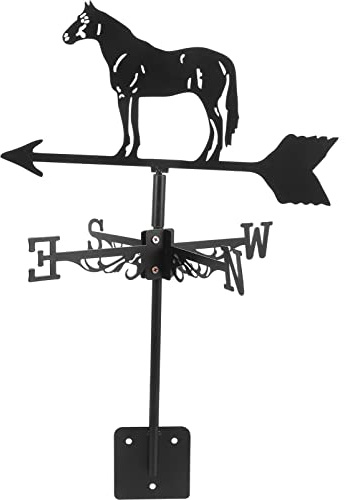 GANAZONO Segnavento in ferro a vento per cavallo banderuola per tetto da giardino Indicatore di direzione del vento all'aperto durevole Patio Prato Decor