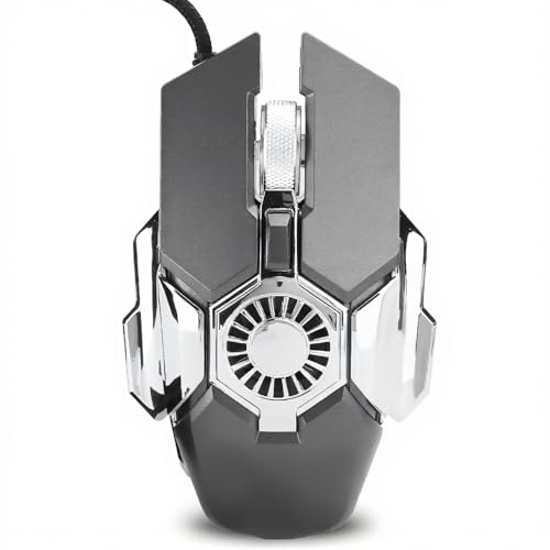 ASHATA Souris de Jeu Filaire, Souris D'Ordinateur Gaming RGB 6 Boutons Souris Gamer Filaires pour Ordinateur de Bureau Ordinateur Portable avec Ventilateur pour iOS/XP/Vista