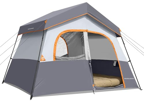 HIKERGARDEN 6-8 Personas, portátil, fácil de Instalar, Familiar para Campamento, Tienda de campaña de Tela Resistente al Viento al Aire Libre para Senderismo (Gris, L)