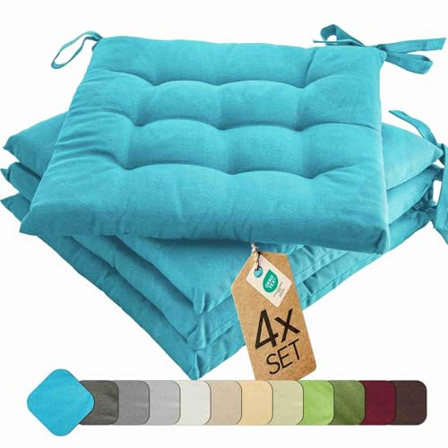 etérea Coussin de Chaise de Jardin 40x40 chaises Exterieur Galette de Chaise Coussins intérieur 4 Pièces de Coussins 40 x 40 cm Turquoise