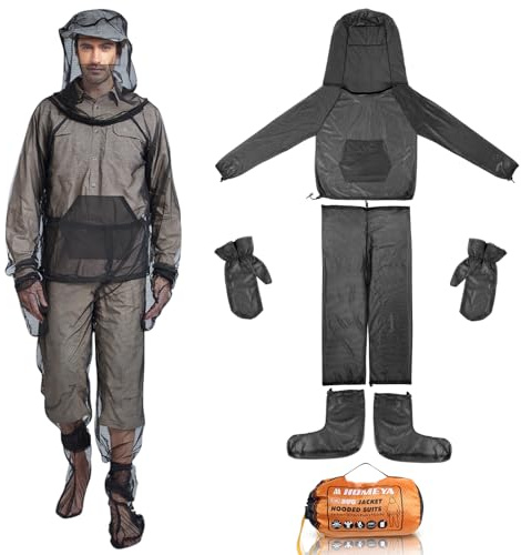 Mosquito Suit, 4PCS Full Body Bug Jacket, Pants, Gloves & Socks (L/XL)