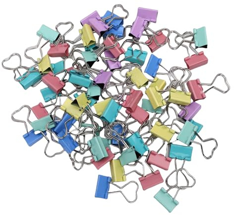 Fabater 50 Clamp/Holder Colorate a Coda Lunga a Forma di Cuore con Forte Potere di Tenuta per Organizzare File, Documenti e Scartoffie a Casa o in Ufficio