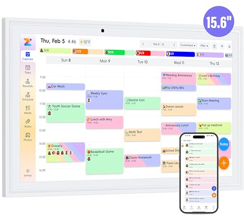15.6 Inch Smart Electronic Digital Calendar, Wall Touch Screen& Chore Chart