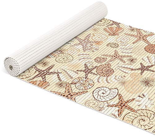 ANRO Badematte Weichschaum Matte Antirutsch Badvorleger Badläufer Muscheln Beige 300x65cm