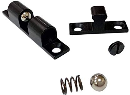 QCAA Solid Brass Double Ball Catch, 44mm, with#304 Stainless Steel Ball & Tension Spring, Matte Black, 12 Pack, Made in Taiwan