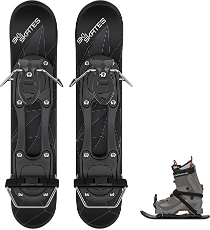 Skiskates - Mini Sci Pattini per la Neve | Skis de Patinage Snowblades Skiboards | Pattini Corti pour la Neige | Les Skis Les Plus Courts (Le Noir/Chaussures de Ski)