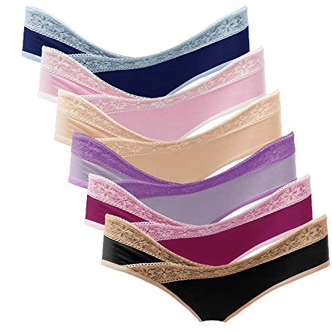Intimate Portal Bragas Embarazadas de Encaje Braguitas Brasileñas para Premamá Postpartoa Ropa Interior PK de 6 Multicolor M