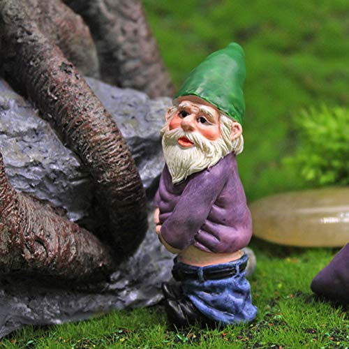 SOBW Nain de jardin, figurine de gnome en résine, vert, pour maison de poupée, jardin et bureau