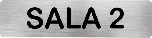 Becral® - Señal de acero inoxidable SALA 2 | Placa puerta INOX | Señal informativa | Cartel Puerta 200X50mm