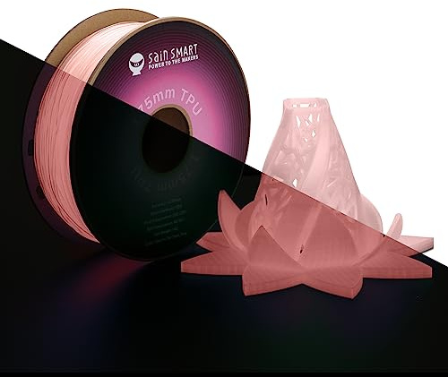 SainSmart - 540GPK Flexible TPU 3D Printing Filament, Glow in The Dark, Luminous Pink, 1.75 mm, 1 kg, Dimensional Accuracy +/- 0.04 mm