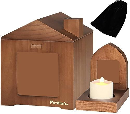 Ppmter Urnes Commémoratives pour Animaux De Compagnie pour Les Cendres De Chien Ou De Chat, Urne De Crémation Funéraire en Bois avec Cadre Photo, Boîte À Mémoire De Souvenir Commémorative, Perte