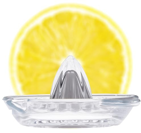 KADAX Presse-Agrumes Manuel en Verre Sodium-Calcium Avec Bec Verseur - Presse-Oranges et Citron Vert (Transparent V2)