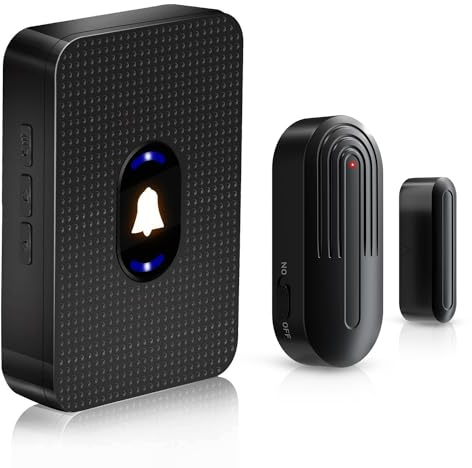 DAYTECH Détecteur d'alarme de porte sans fil, carillon d'alarme pour porte ouverte, alerte d'entrée pour la sécurité de la maison, du magasin, du bureau, portée de fonctionnement de 100 m, 55