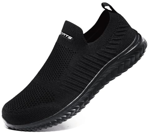 Hanani Slip on Basket Femme Homme Chaussures de Sport Running Mode Sneaker Respirant Légère Mode Casual Confort Fitness Jogging Walking Sneaker Noir 42EU