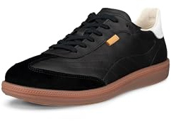 ECCO Women's Soft 11 Lace Up Sneaker, Black Suede/Bright White, 10-10.5