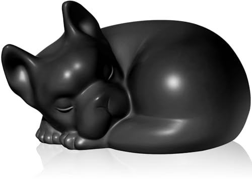 Urne pour Chien, Urne Funéraire et Souvenir pour Bouledogue Français | Boîte en Forme de Chien Endormi pour Garder les Cendres, Mesurant 20 x 15 x 9 cm, sa capacité est d'environ 1 L, En résine