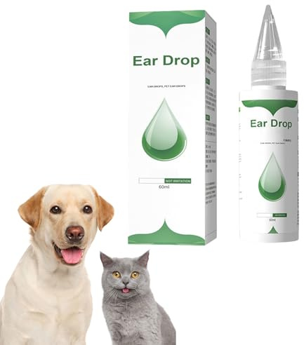 QEEROYO Nettoyant Oreilles Chien et Chat, Soins des Oreilles pour Chiens, Rinçage d'oreille de Chien, pour Dog Chat Toutes Tailles et Tous Âges 60 ML