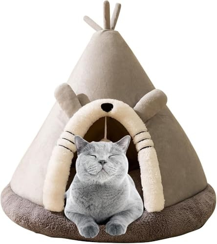 BANTASE Cat Cave, Bed, Washable Sleeping Place For Cats, Cute Plush Pet Head Pillow, House, Cushion(D,XL)