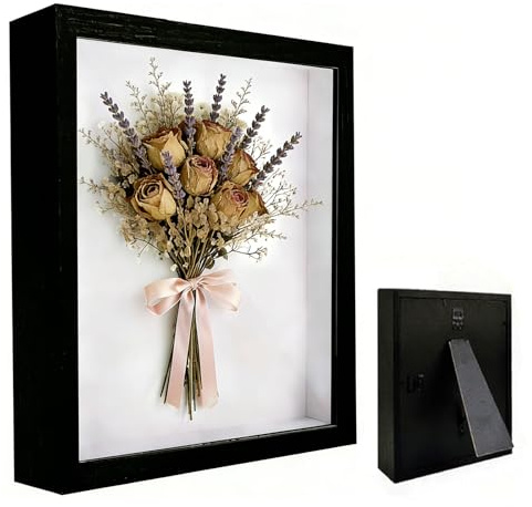 3D Marco de Fotos, 30 x 40 cm, Marco de Fotos Profundo para Rellenar, Marcos para Rellenar 3D, con Placa Acrílica Transparente, Marco Tridimensional Cuadrado, para Regalo de Boda o Recuerdos, Negro