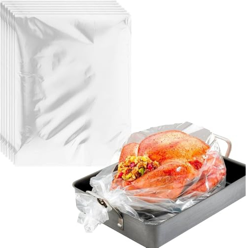20 Stück Bratbeutel für Ofen (inkl. Bänder), Mehrzweck-Kochbeutel, geeignet für Brathähnchen, Truthahn, Fleisch, Gemüse und Meeresfrüchte, Standardgröße: 38 x 25 cm