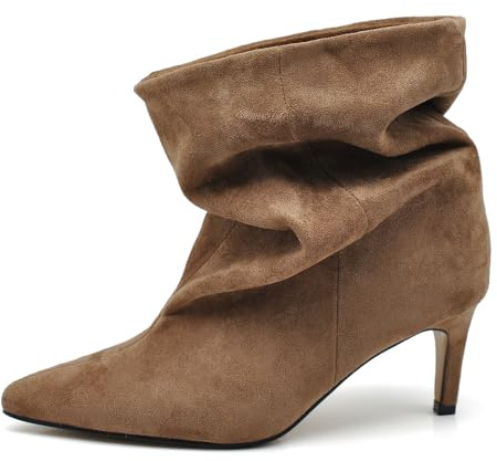 IF Stivaletti Donna Gambale Largo Morbido – Tronchetti Slouchy con Tacco Medio Elegante K0140 camel N.40