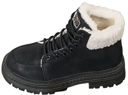 Bottines d'hiver décontractées à lacets avec bordure en fausse fourrure pour femme | Bottines décontractées pour femme avec bordure en fausse fourrure pour un soutien quotidien confortable