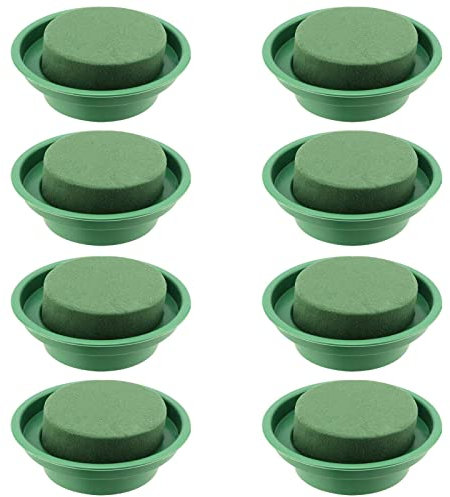 JEUIHAU 8 Pack Floral Foam Bowl 4.7 Inch/12cm, Round Floral Foam Block with Tray, Flower Arrangement Foam for Wedding, Florist, Floral Arrangements and DIY Craft