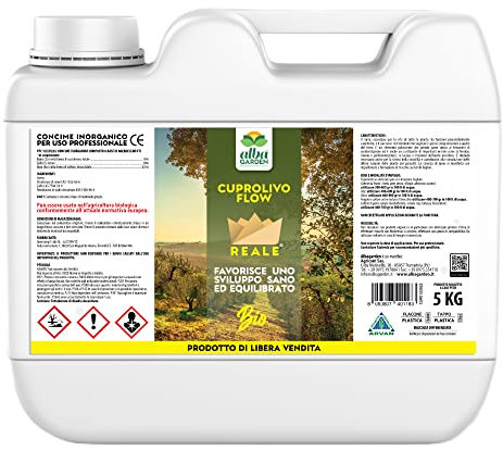 Albagarden Cuprolivo [Rame + Zolfo per Piante Biologico] - Fungicida e Concime Minerale Per Tutte le Piante contro Oidio Peronospora e Malattie - MAXI da 5 Kg