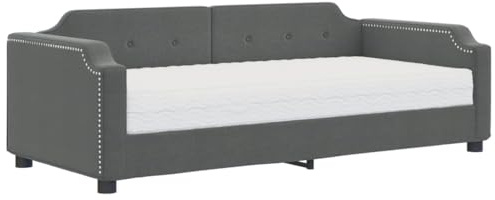 vidaXL Divano Letto con Materasso Grigio Scuro 90x190 cm in Tessuto, Divano Letto, Letto per Ospiti, Divano Letto Imbottito, Letto da Giorno