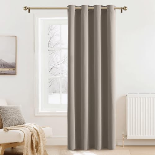 PONY DANCE Opaque Curtain 1 Pack H 260 x W 140 cm Blackout Curtains for Living Room Curtains Thermal Cold Protection for Boys Sand