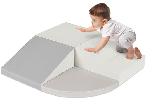 Best Choice Products 4-Piece Kids Climb & Crawl Soft Foam Block Activity Play Structures for Child Development, Color Coordination, Motor Skills - Neutral