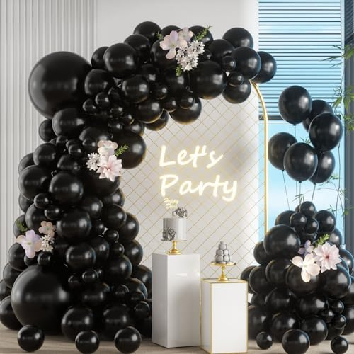 Black Balloons 105pcs - Arch Garland, Different Sizes 18, 12, 10, 5 Inch Latex Balloons for Birthday, Baby Shower, Wedding, Party Decoration