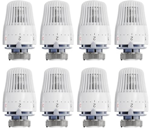 8 pezzi testa termostatica valvola termosifone, testa termostatica, termostato del radiatore, testa di ricambio per WC, lavello della cucina, bagno, bianco