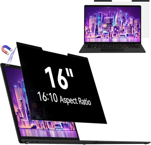 Mamol Magnetischer sichtschutz für 16 Zoll Laptop 16:10, Abnehmbarer Sichtschutzfolie, Anti Blaulicht Blendschutz Blickschutz folie Displayschutz für Lenovo Hp Dell Acer Asus Thinkpad Envy Xps