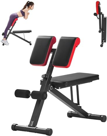 VEVOR Banco de Pesas Multifuncional para Entrenamiento de Cuerpo Completo, Banco de Hiperextensión con Silla Romana, Equipo Ajustable y Plegable de 150 kg para Entrenamiento de Espalda, Brazos