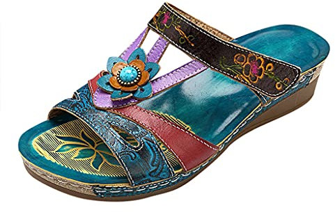 Sandales Orthopédique Femmes été Marche Femme Confortable Plateforme Chaussures de Plage Antidérapantes Respirantes Bohême Bout Ouvert Sandales avec Talon Bloc Chaussure Femmes Talon Compensé