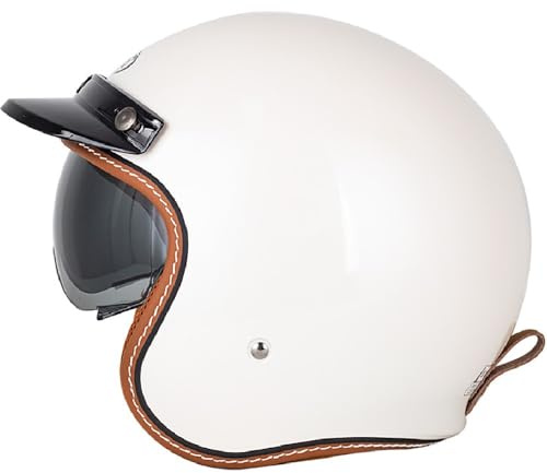 Motorrad Jethelm 3/4 mit Visier, Retro Motorrad Motorradhelm, ECE-Zertifiziert für Herren und Damen - Ideal für Moped, Mofa, Scooter und Roller, Halbschalenhelm