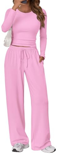 Trendy Queen Womens Two 2 Piece Matching Lounge Sets 2025 Early Fall Fashion Must Haves Y2K Workout Gym Clothes Comfy Airport Travel Vacation Luxury Outfits Sweatsuit Winter Clothing