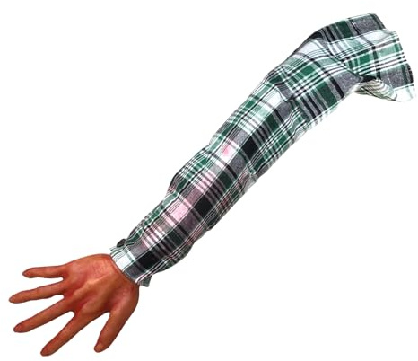 Halloweenarm 56 Cm Blodig Avhuggen Arm Med Rutig Tygärmel | Realistisk Mjuk Halloween Pryl För Skämt Cosplay Utklädnad