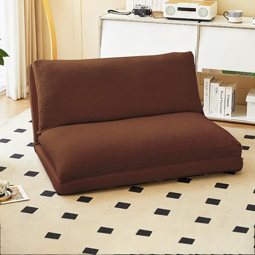 Frcychri Konvertibel komprimerbar soffa, omvandlas enkelsäng, avslappnande stol, skum med hög motståndskraft med tvättbart överdrag, modern soffa, design för vardagsrum, sovrum, små utrymmen brun grå