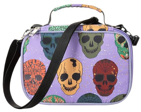 Eclove Estuche para niñas, 72 ranuras, bolsa de lápices con diseño de calavera, cráneo con rollo de falda de gran capacidad, soporte para bolígrafos, almacenamiento de lápices con correa de hombro