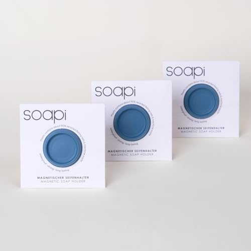 Soapi - Pack de 3 soportes para jabón flotantes magnéticos para pegar - Petróleo - Soporte magnético de pared para jabón - Bandeja jabonera magnética sin taladrar ni ventosa
