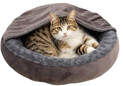 Nudorpn Piccola cuccia per cani – Letto per gatti coperto – Rotonda Imbottita Calda Donut Design per Kitten Posto Letto Letto per Letto Viaggio Inverno