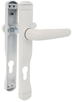 Amig - Juego de Manillas para Puertas - 225 x 30 mm - Bocallave a 85 mm - Manilla con Placa Estrecha con Orificio para Cerradura - Incluye Tornillería - Aluminio Blanco